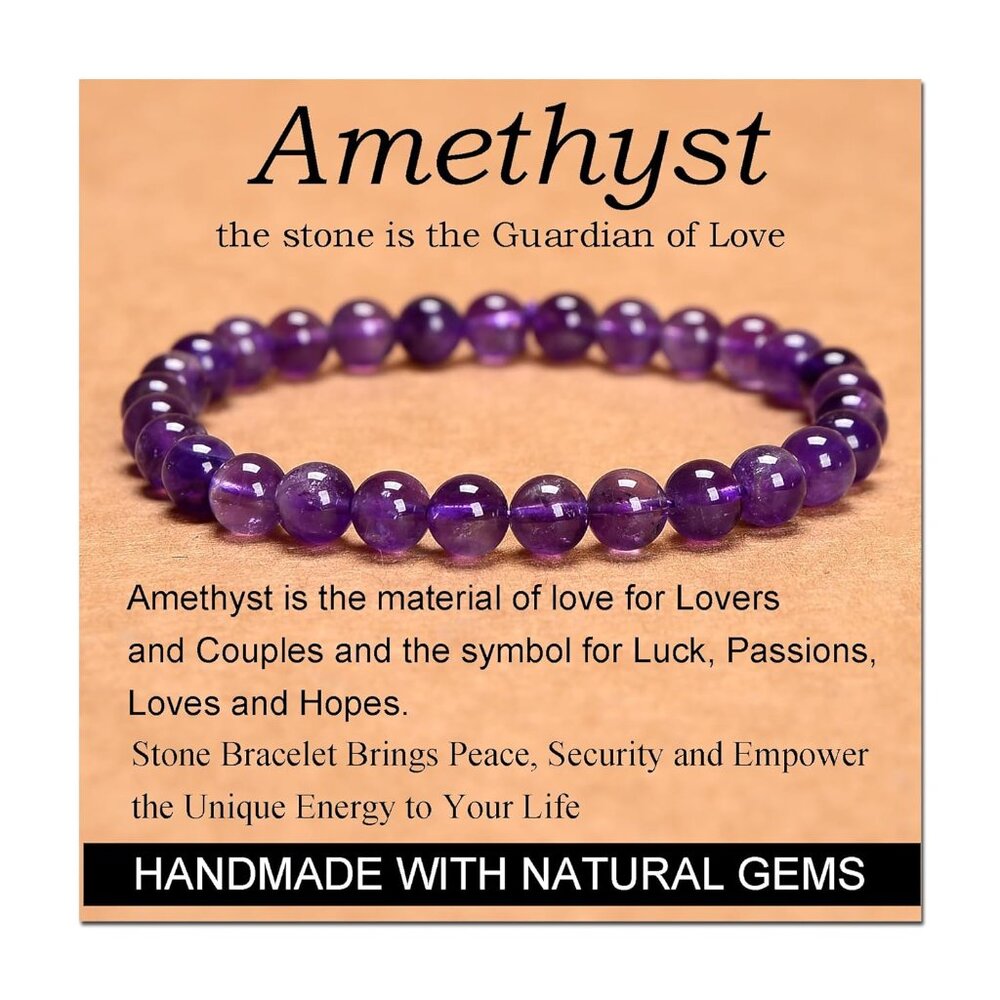 Amethyst - Guardian Stone - Handmade Handmade Yoga Stretch Elastic Bracelet Natu
